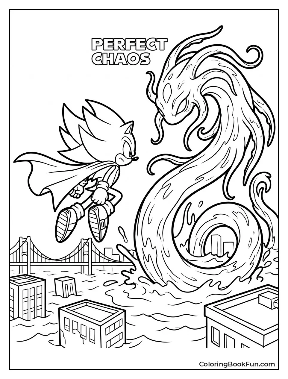 Super Sonic Fights Giant Perfect Chaos