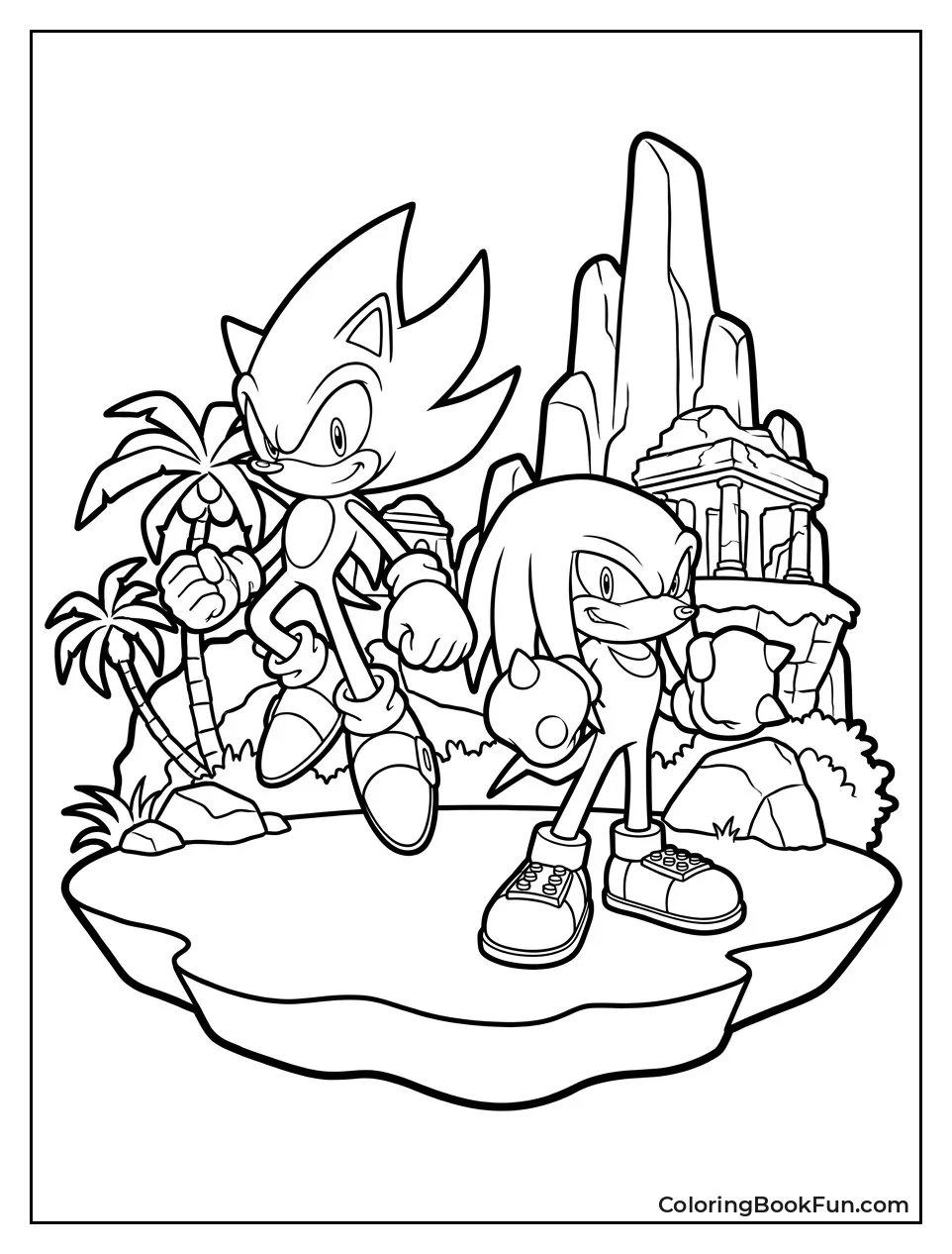 Super Sonic and Knuckles Stand on Angel Island