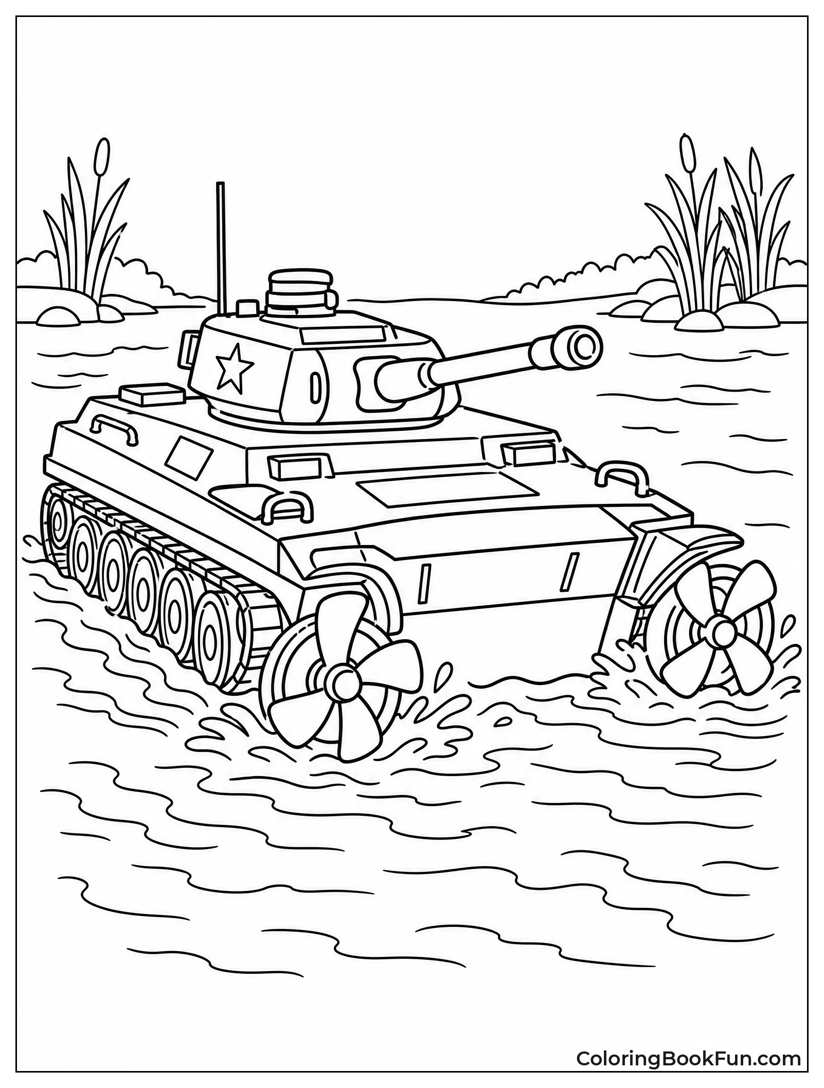 Tank Crossing a Wide River