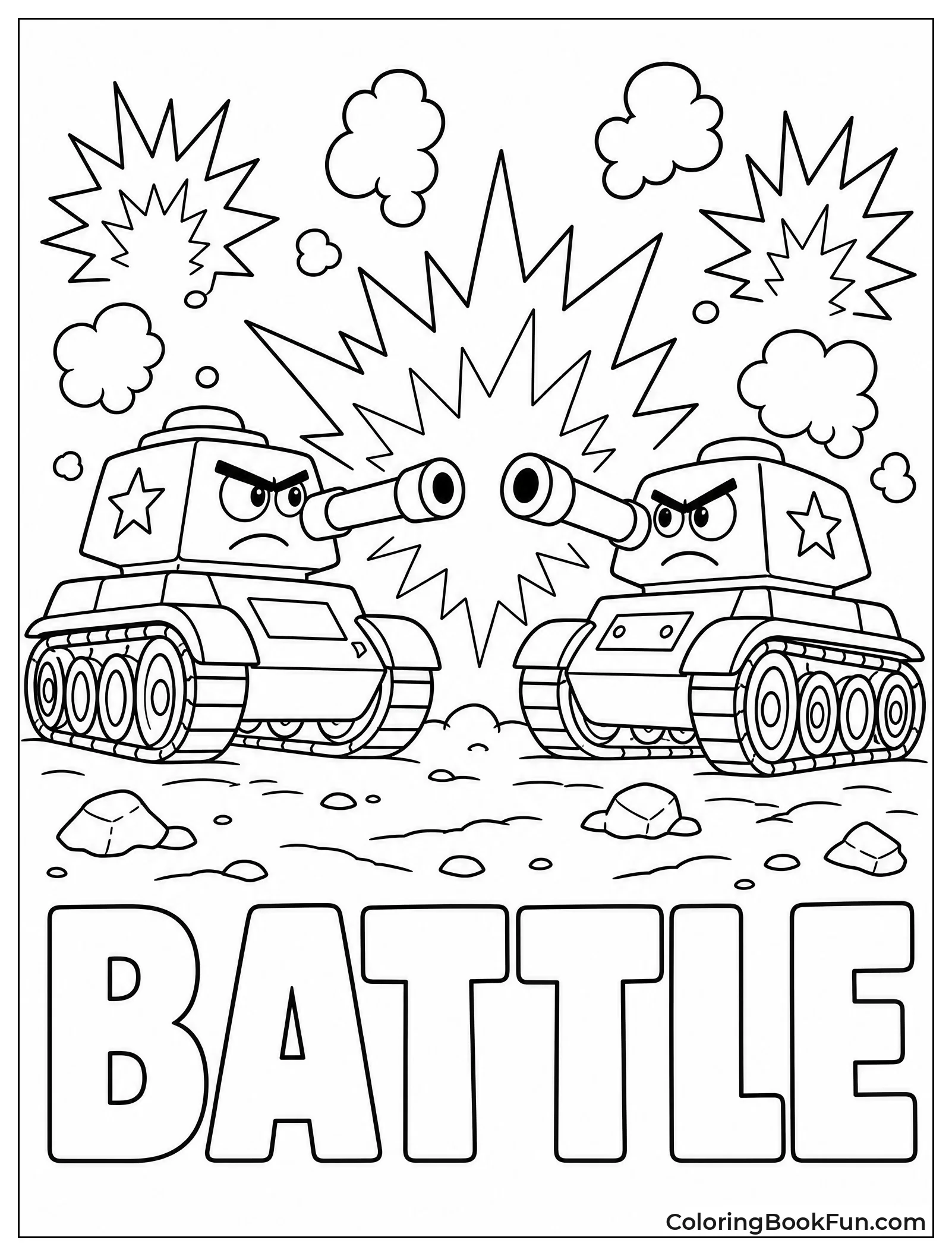 Two Tanks Fighting in Battle