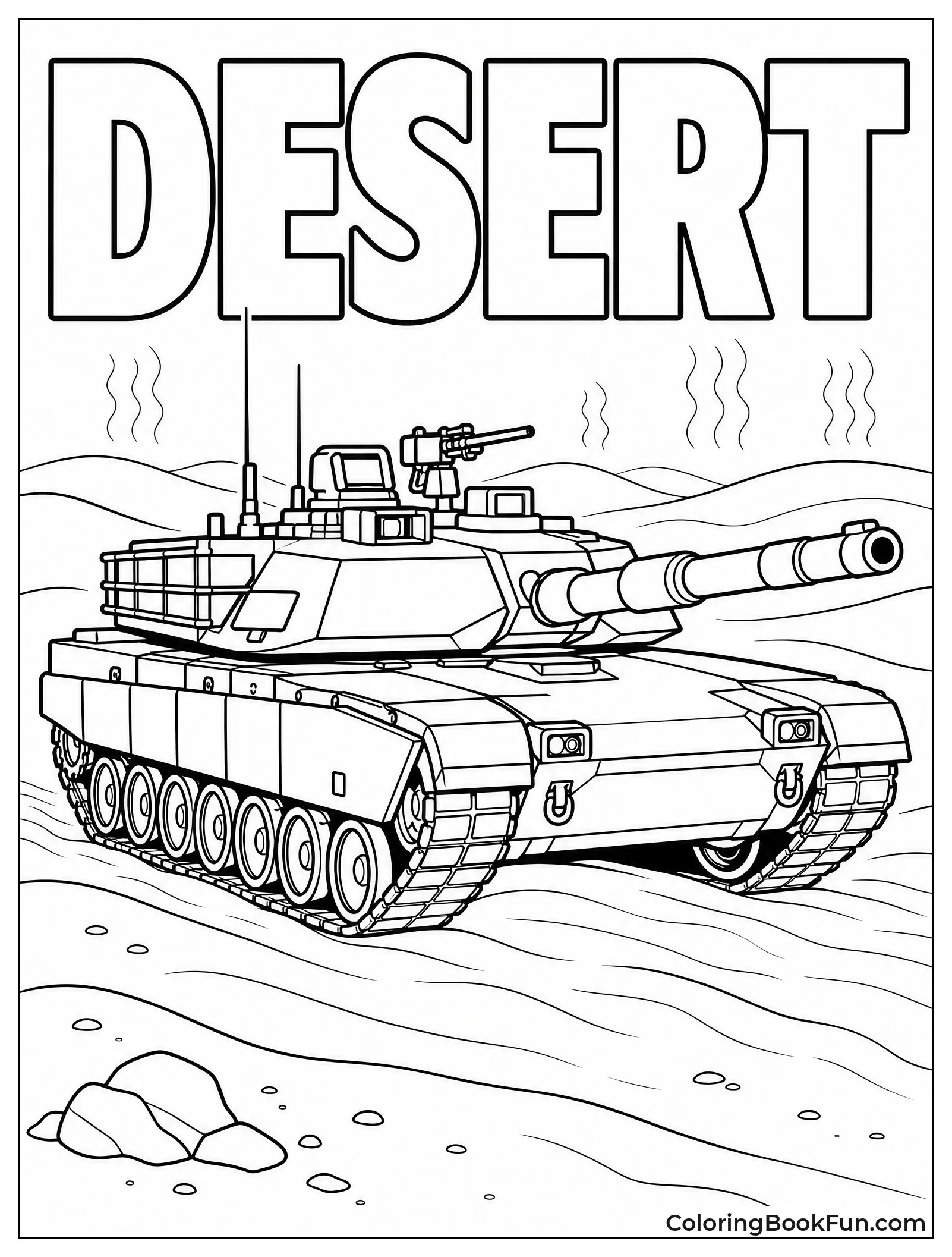 Tank Driving Across Sand Dunes