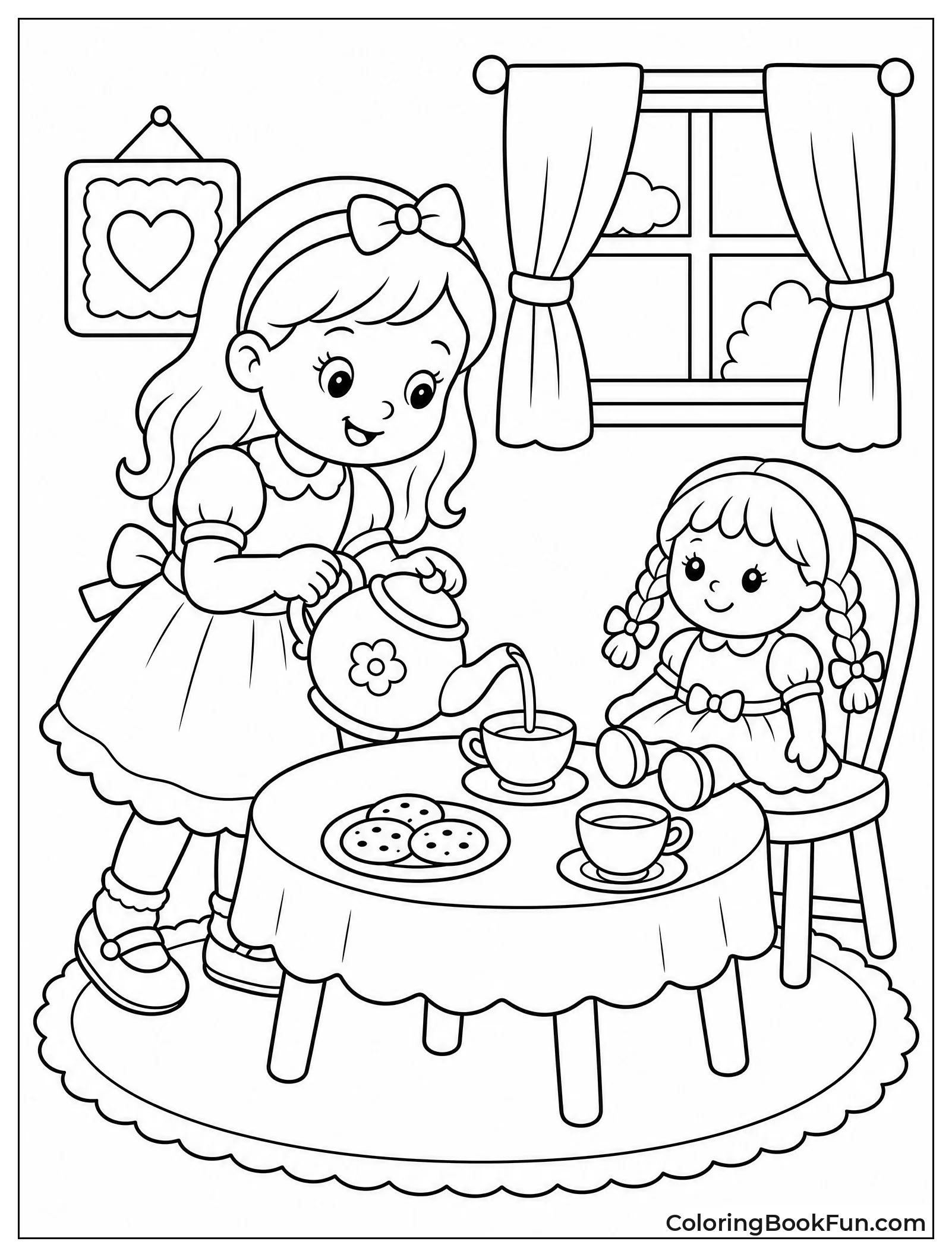 Girl Pours Tea for Doll