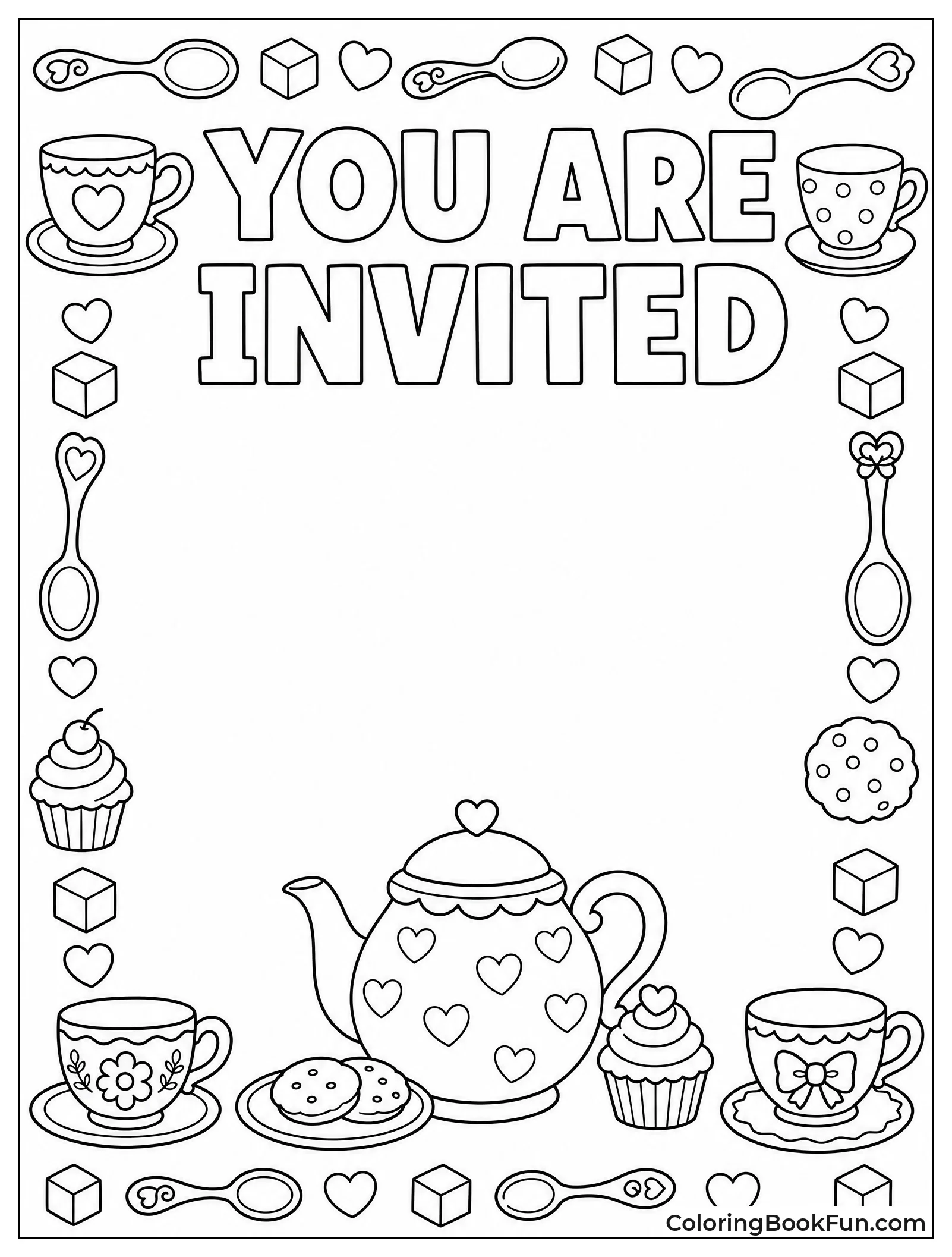 Invitation Bordered by Spoons and Cubes