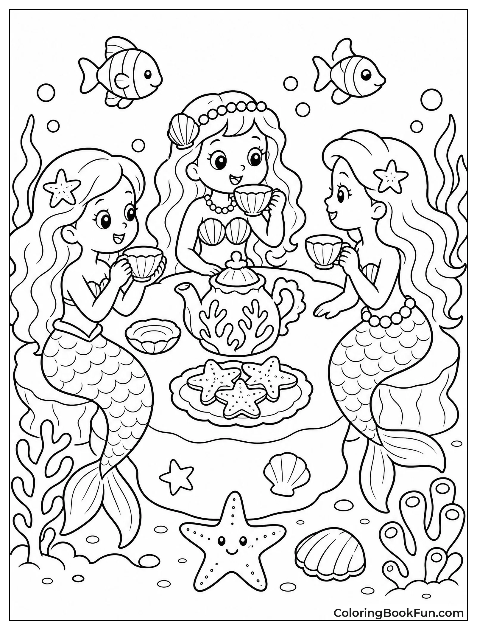 Mermaids Sip Tea under Sea
