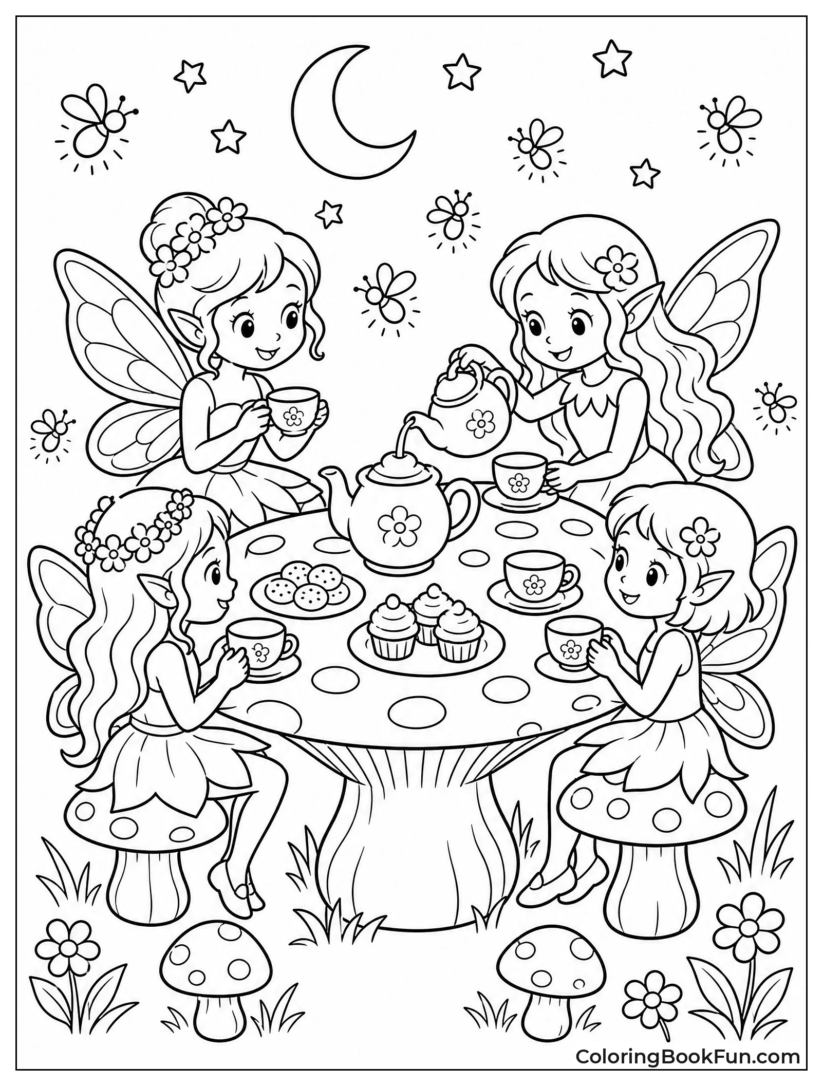 Fairies Gather at Glowing Mushroom