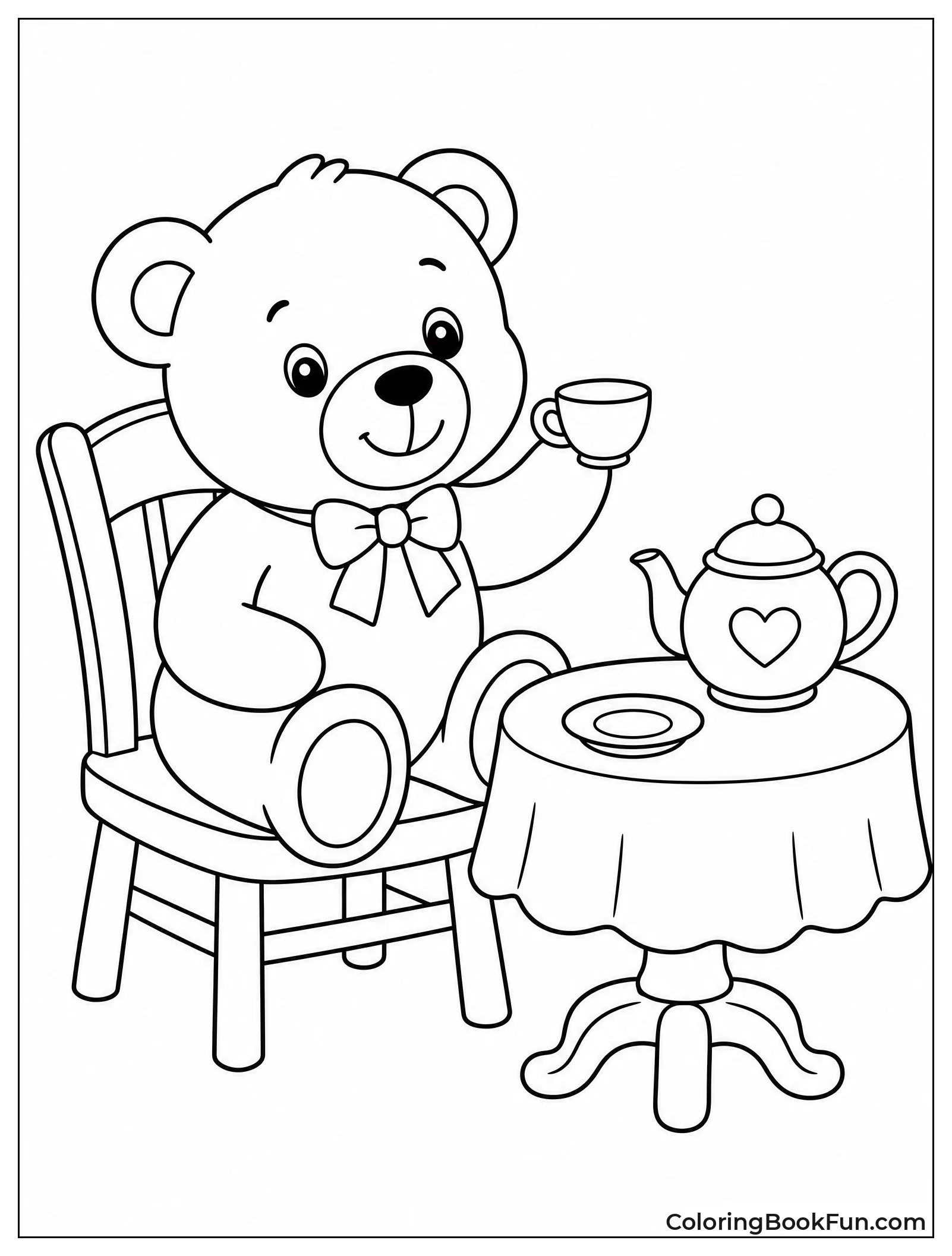 Teddy Bear Sips from Tiny Cup
