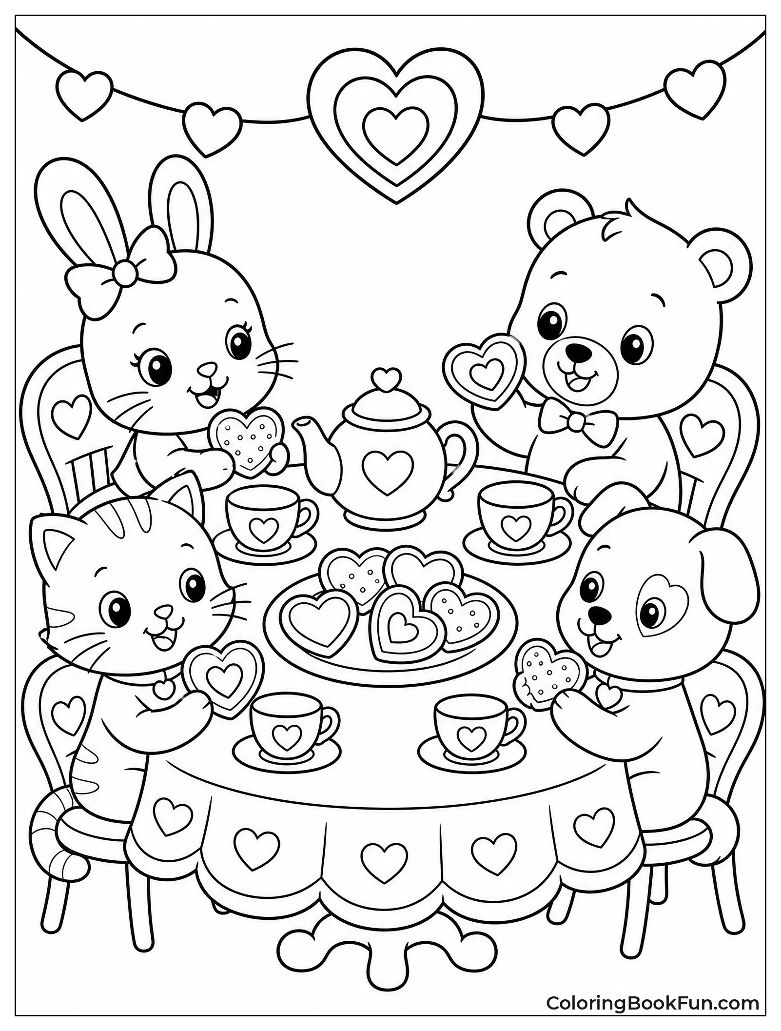 Animals Share Hearts at Tea