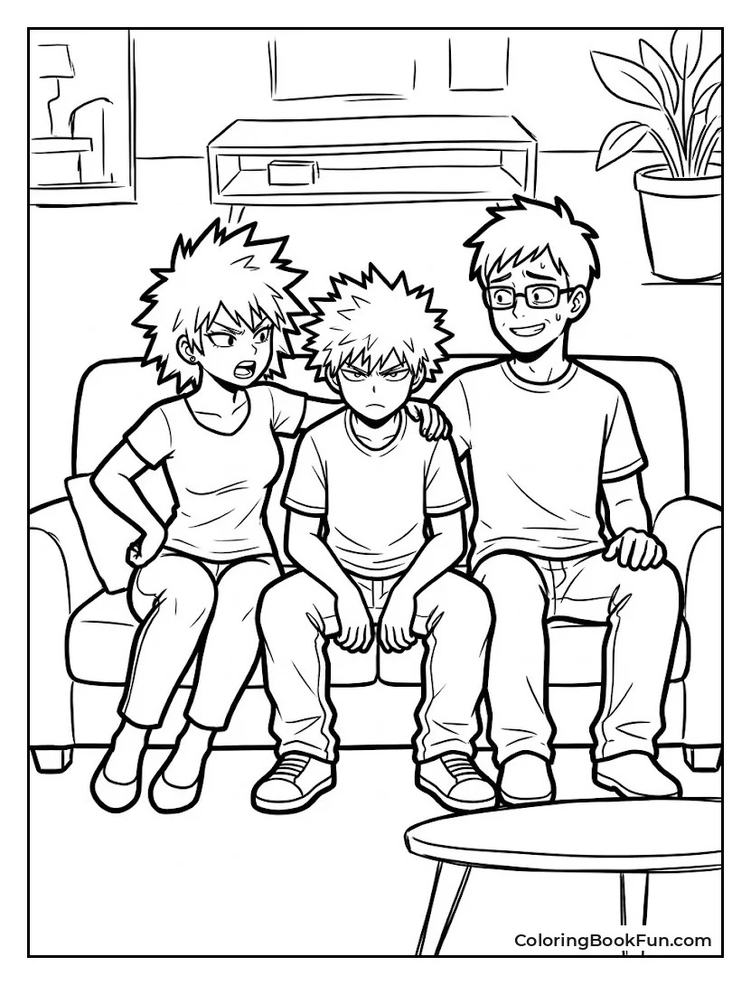 Bakugo Sitting with His Family
