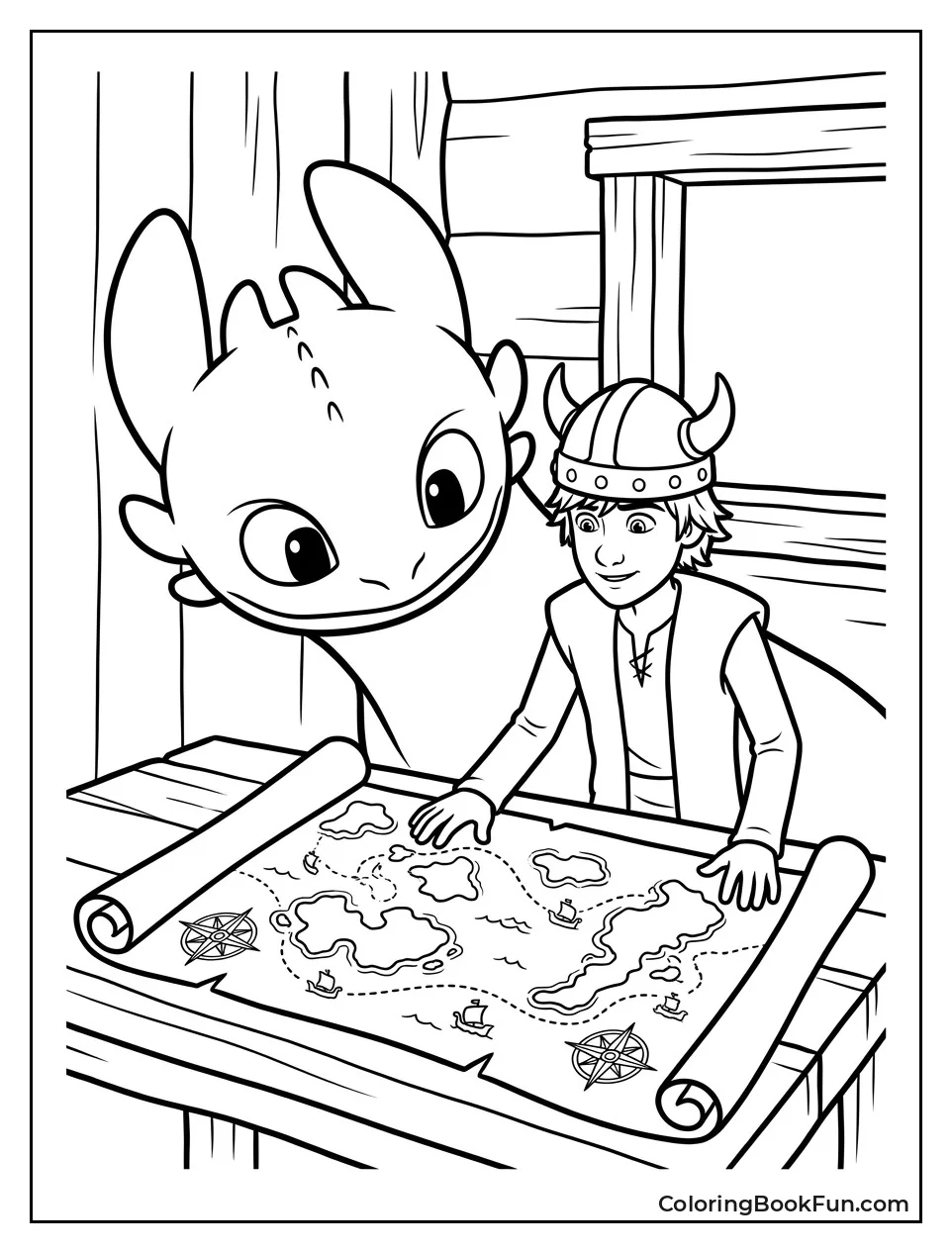 Toothless Studying a Dragon Map