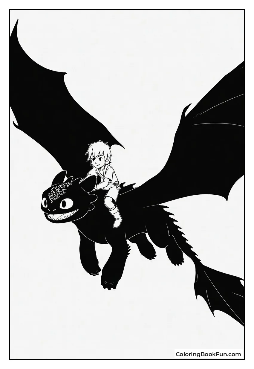 Hiccup Riding Toothless through Sky