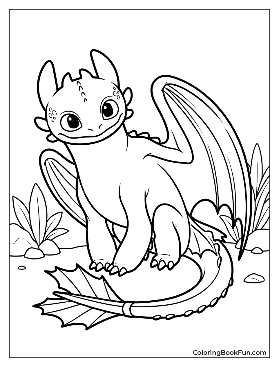 Shy Toothless Sitting with Wings Tucked