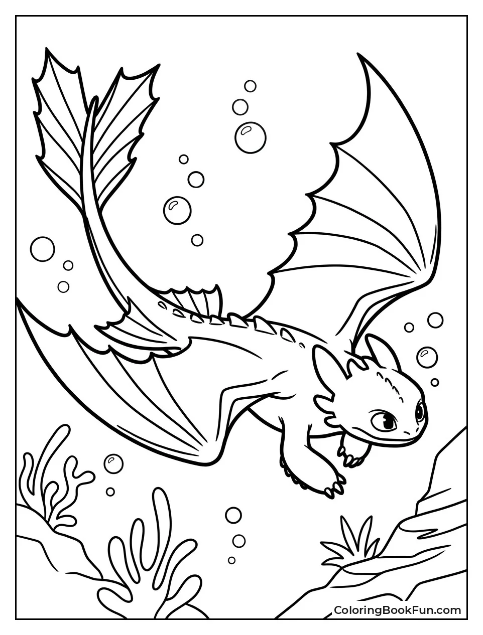 Toothless Swimming in Ocean Depths
