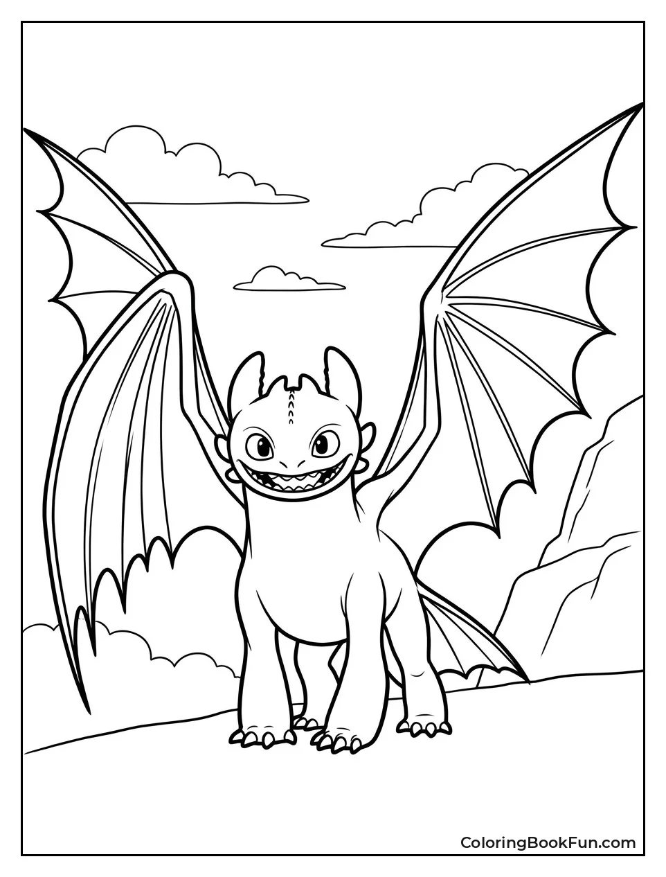 Toothless Proudly Spreading Wings Wide