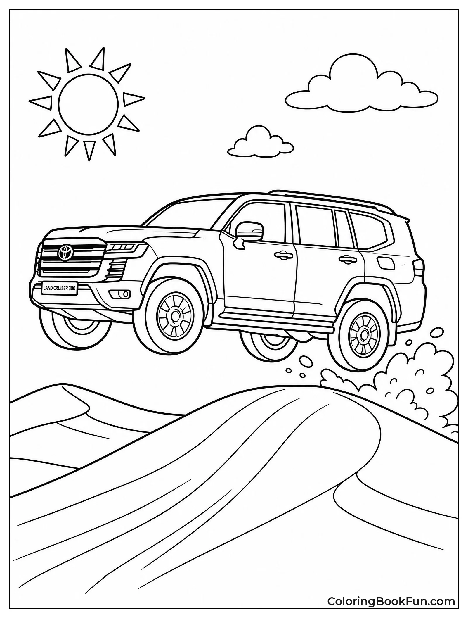 Land Cruiser Jumping Over Sand Dune