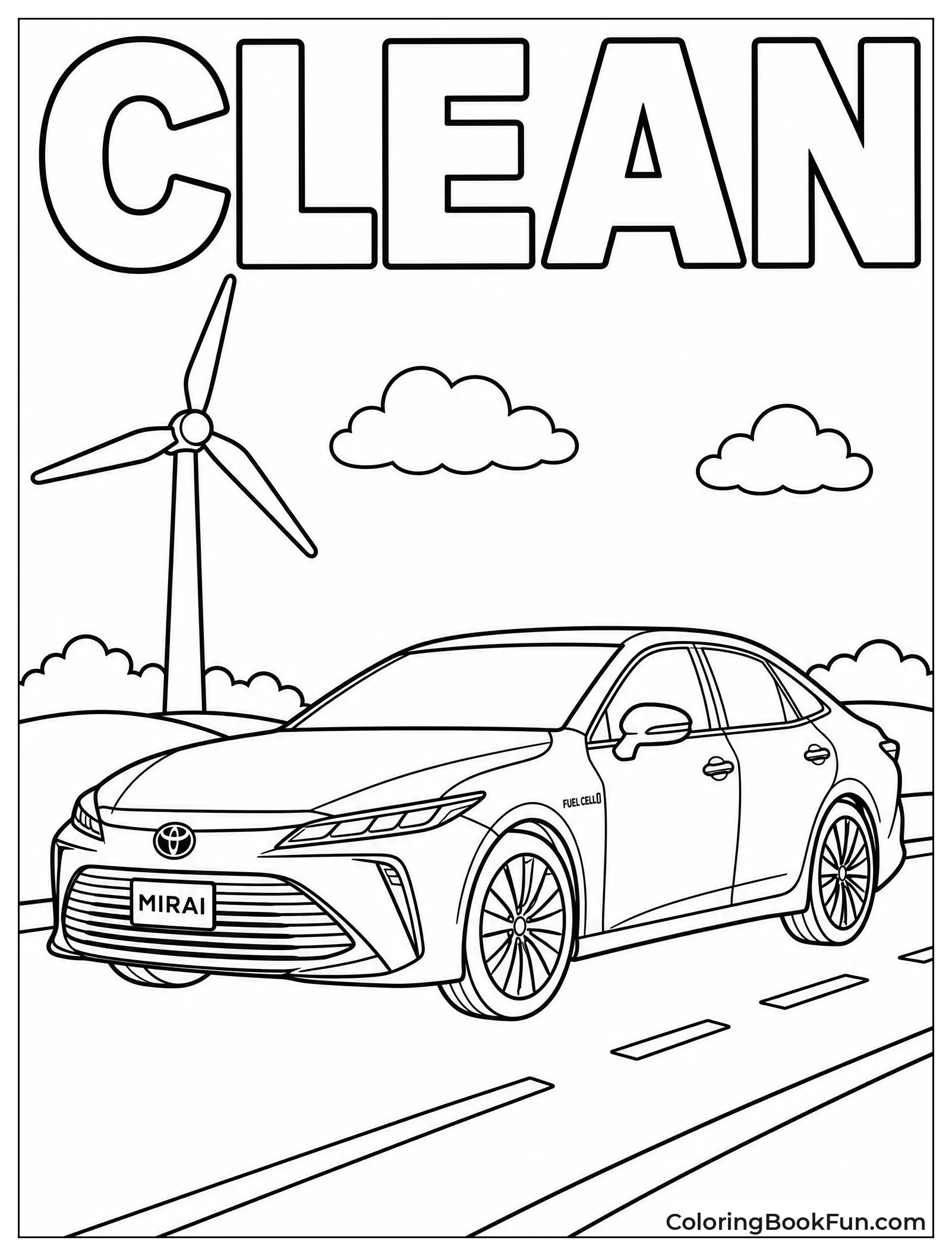 Mirai Driving by Wind Turbine