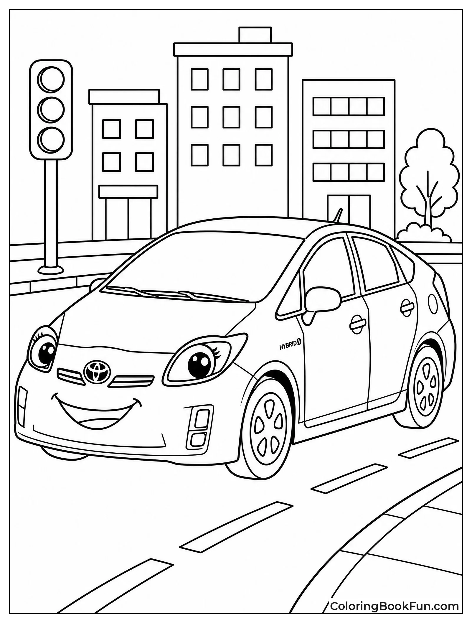 Cute Prius Driving in City