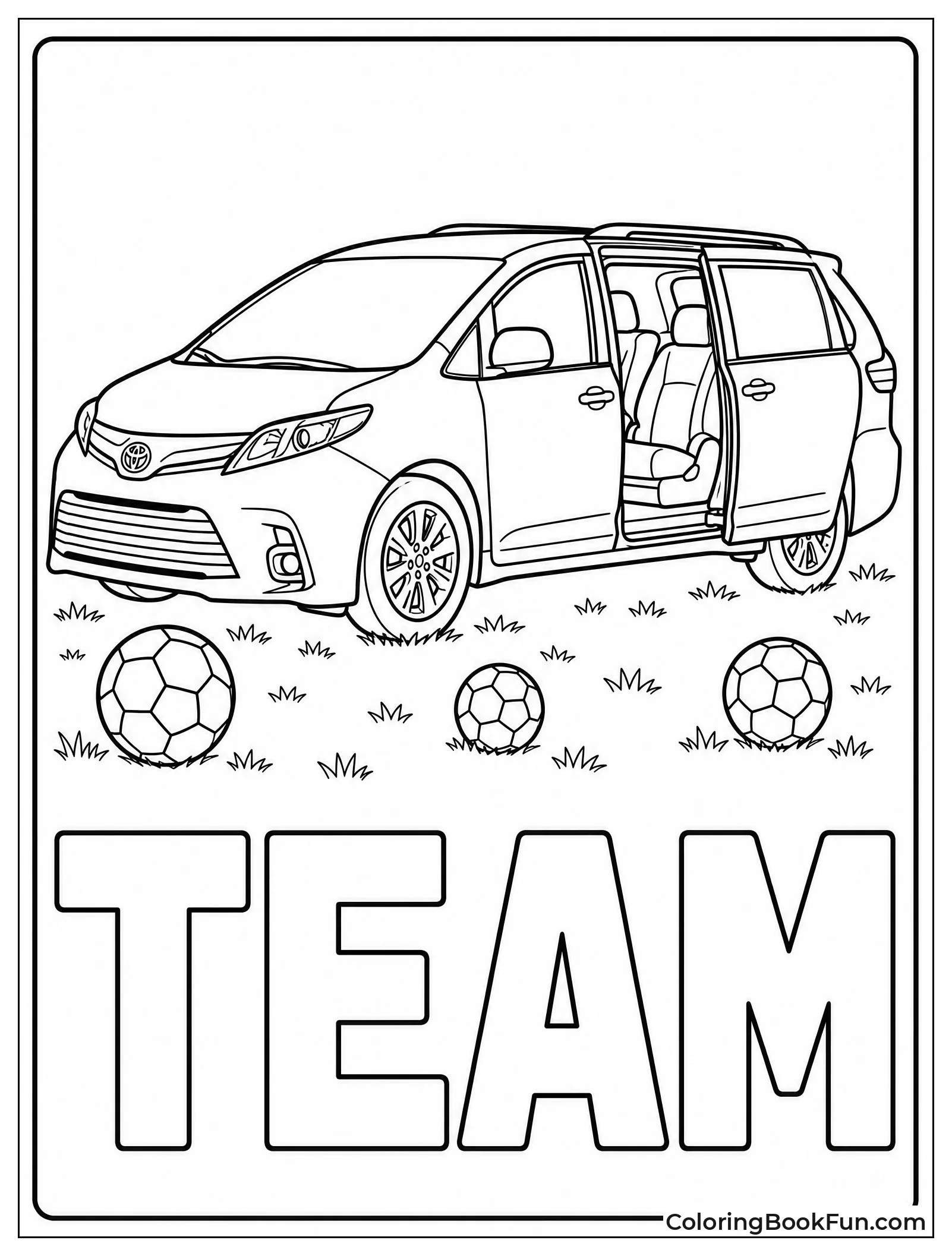 Sienna Parked Near Soccer Balls