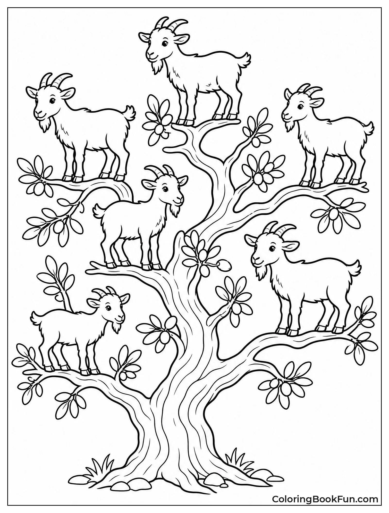Goats Climbing on Tree Branches