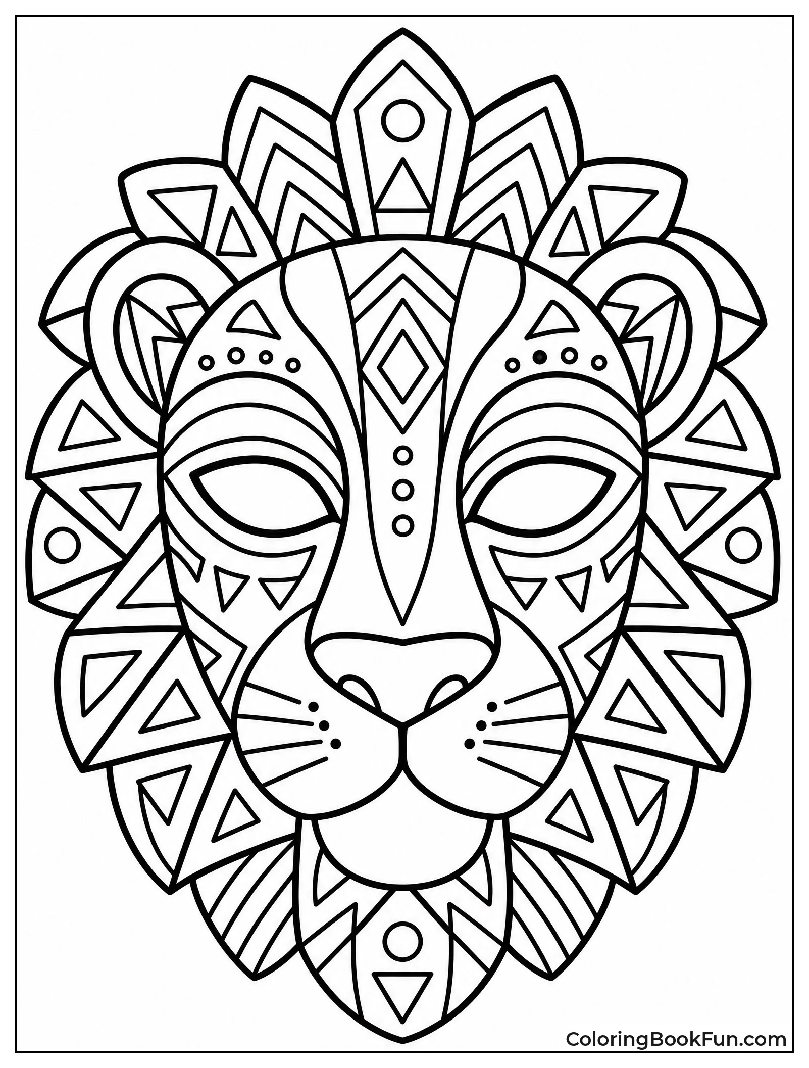 Tribal Lion Mask with Patterns