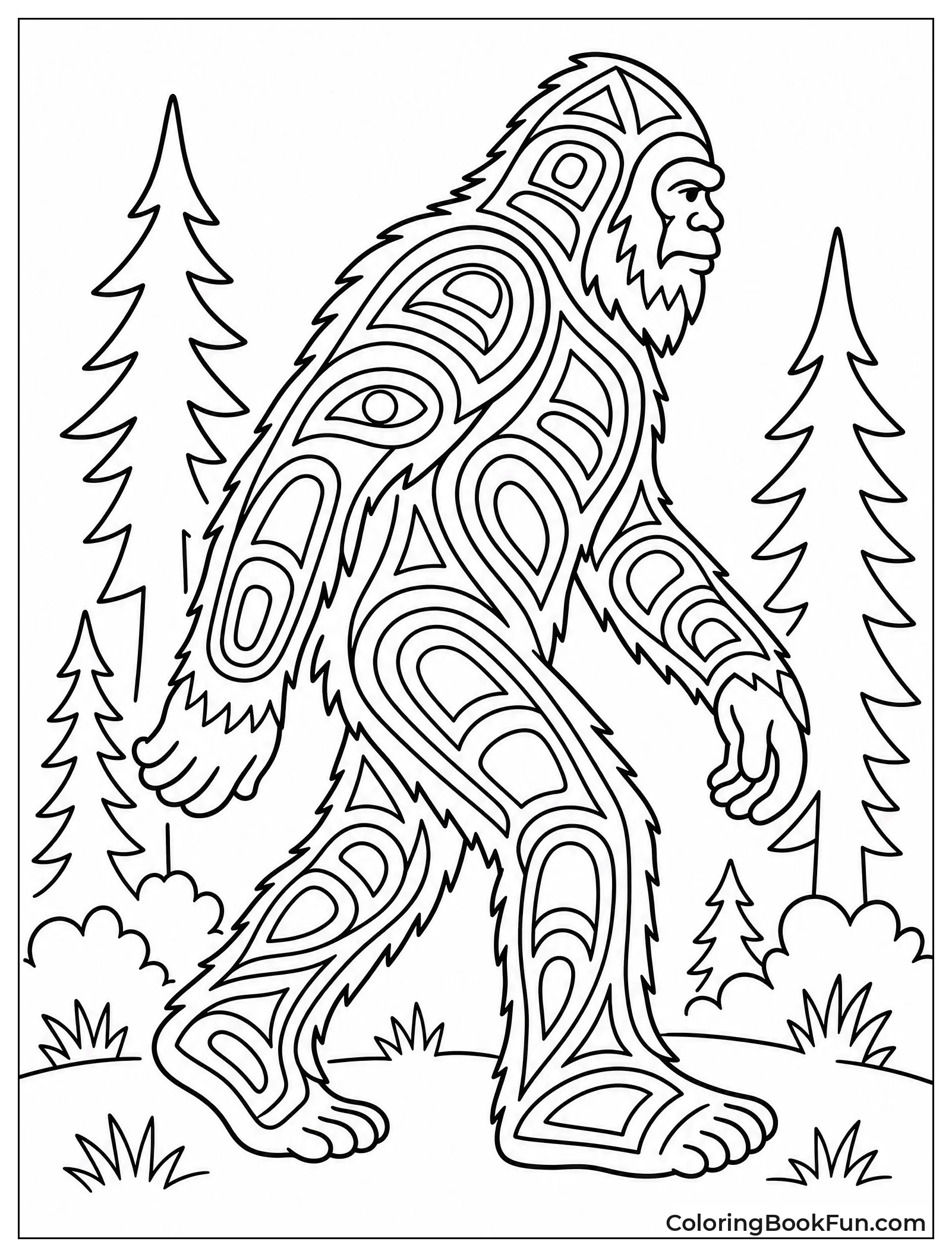 Bigfoot with Tribal Pattern Design