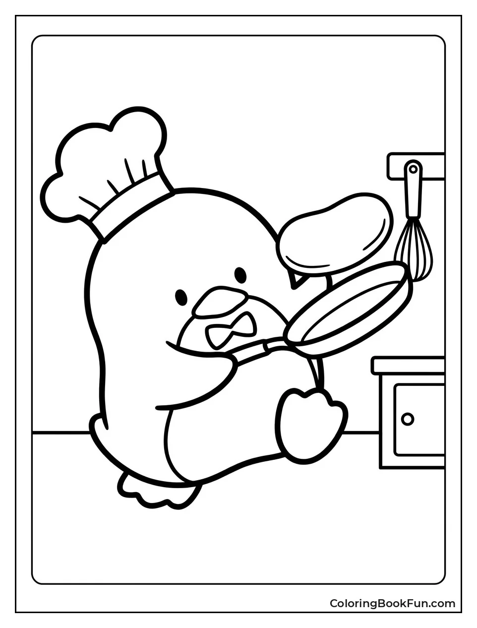 Sam Flipping Pancake in Chef Hat