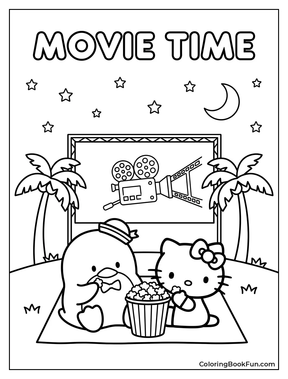 Sam Watching Movie with Hello Kitty