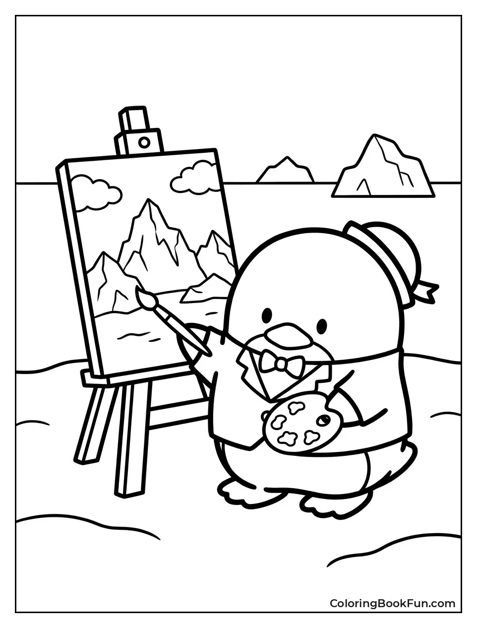 Sam Painting Icy Mountains on Easel
