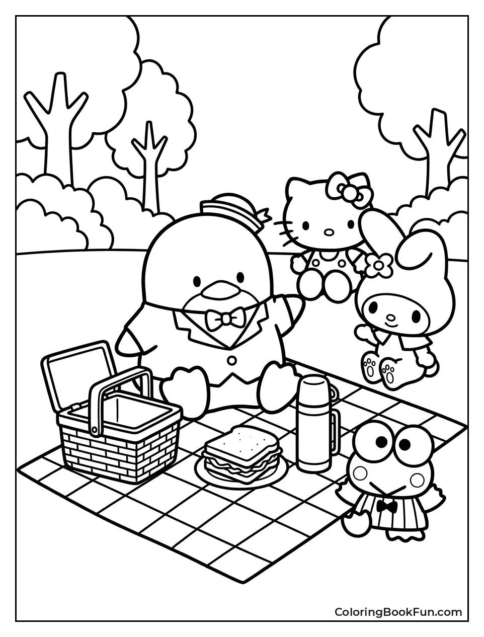 Sam Picnicking with Sanrio Friends