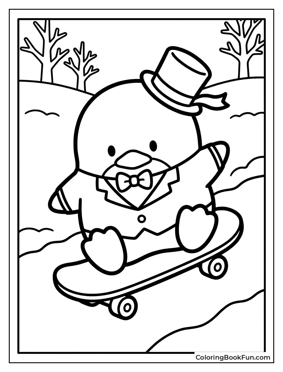 Sam Skateboarding Down Snowy Hill
