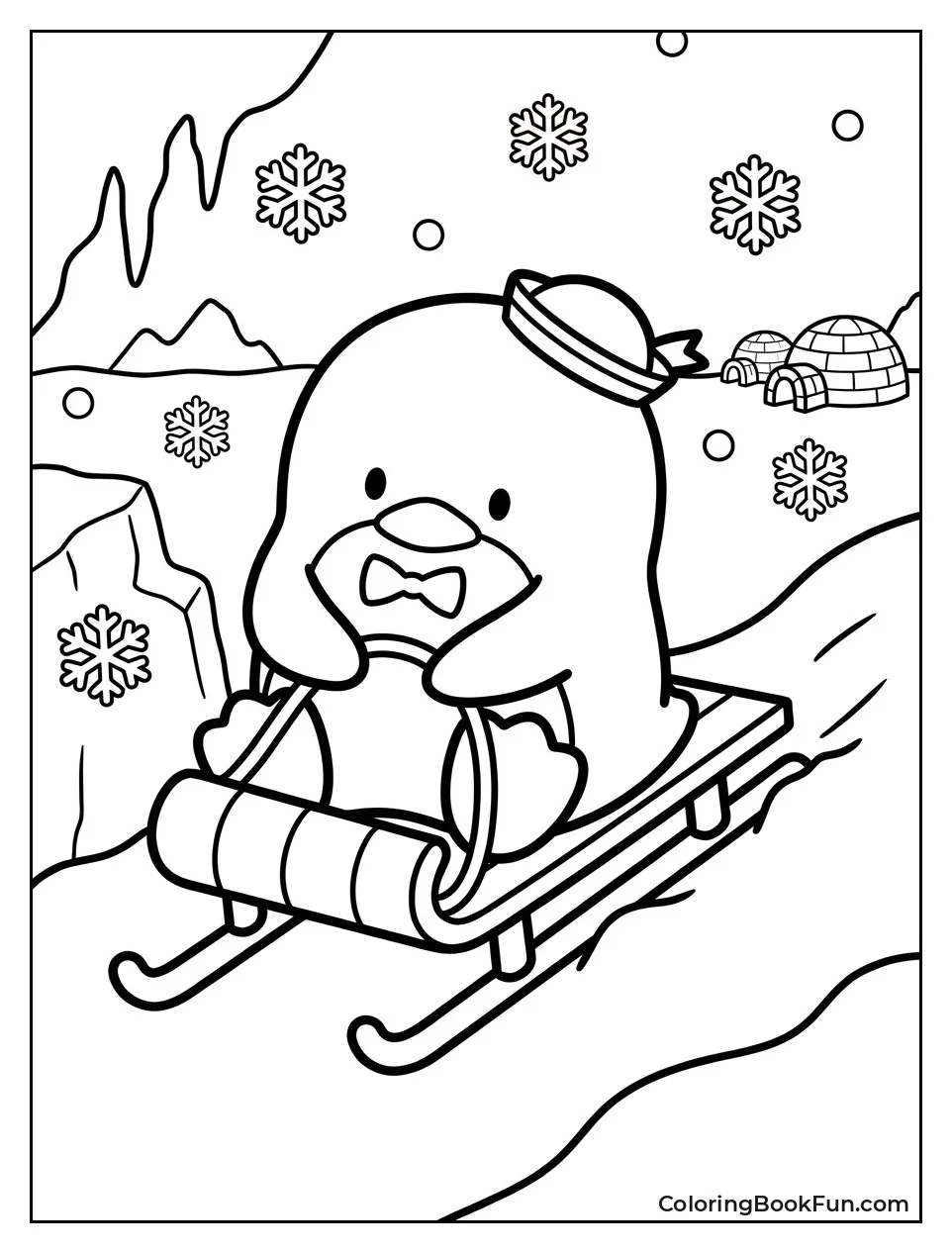 Sam Sledding in Snowy Landscape