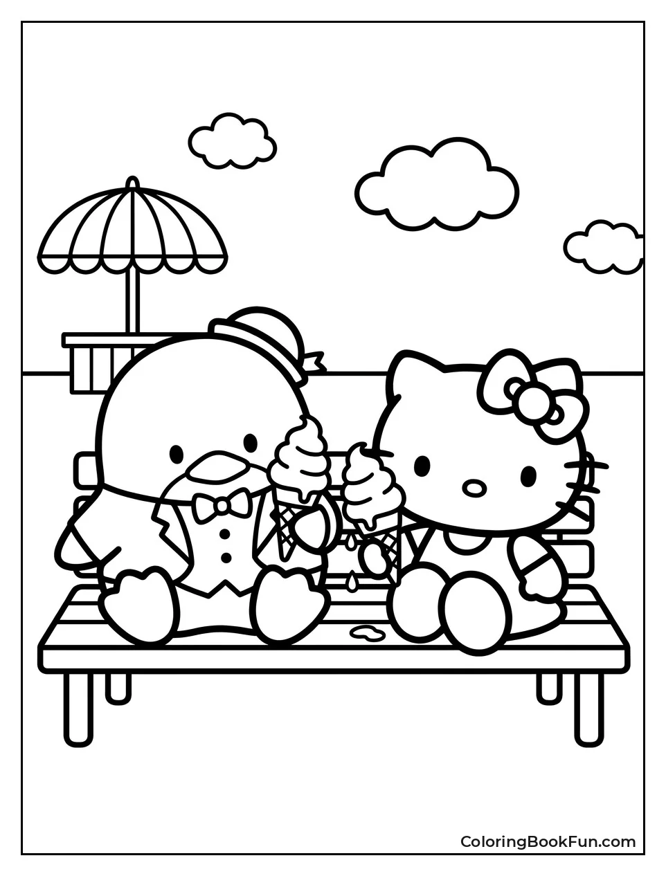 Sam Sharing Ice Cream with Hello Kitty