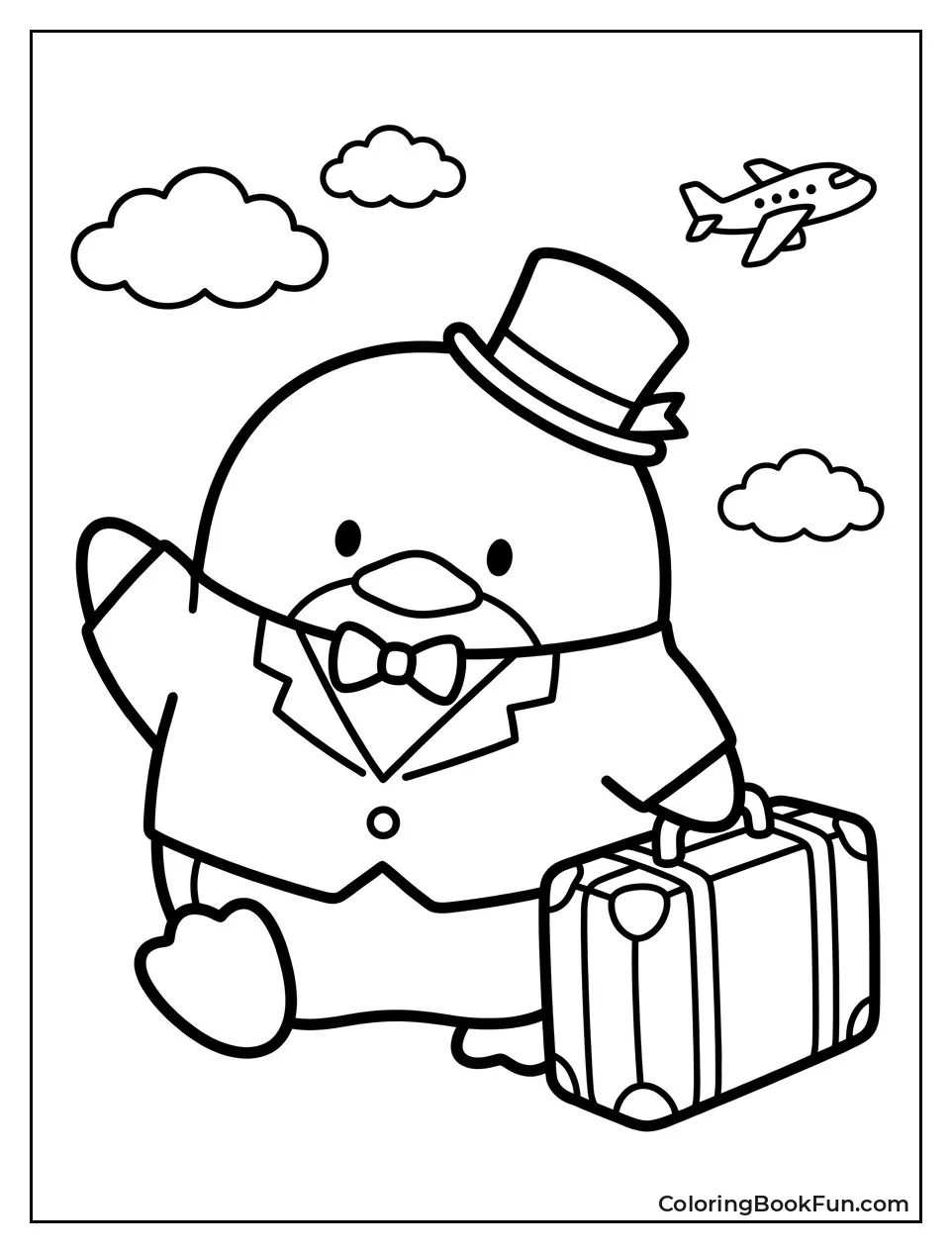 Sam Waving with Travel Suitcase