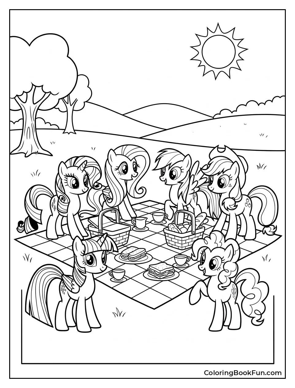 Mane Six Having Sunny Picnic