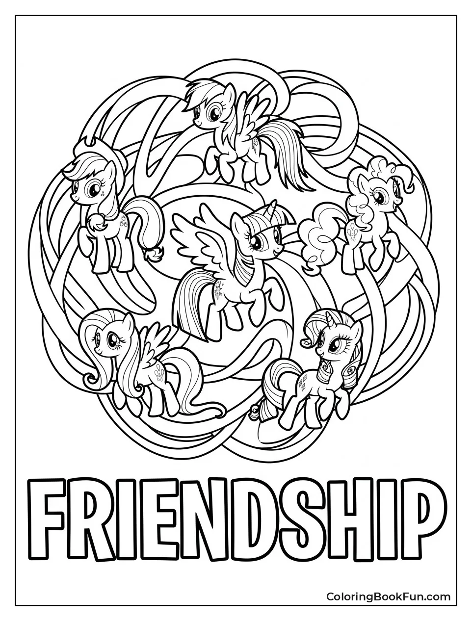 Mane Six with Rainbow Magic Vortex