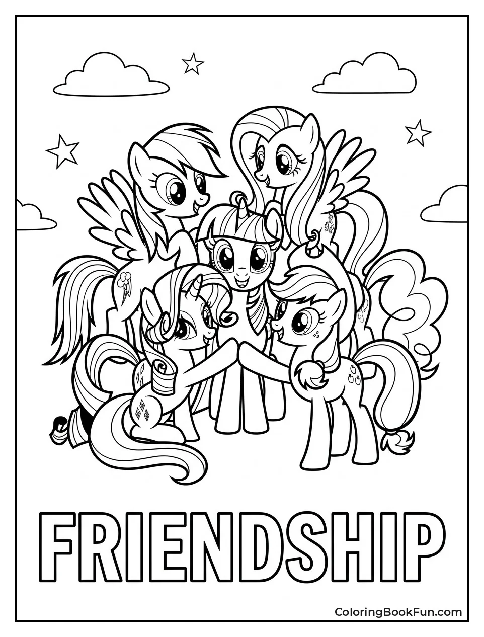 Mane Six Friends in Group Hug