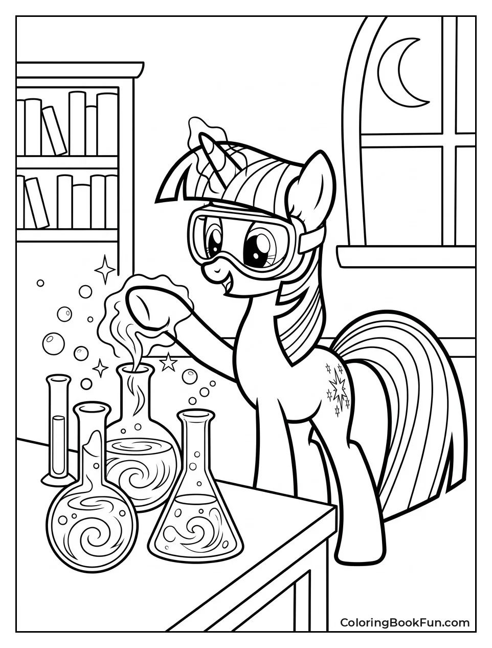 Twilight Mixing Colorful Potions in Lab