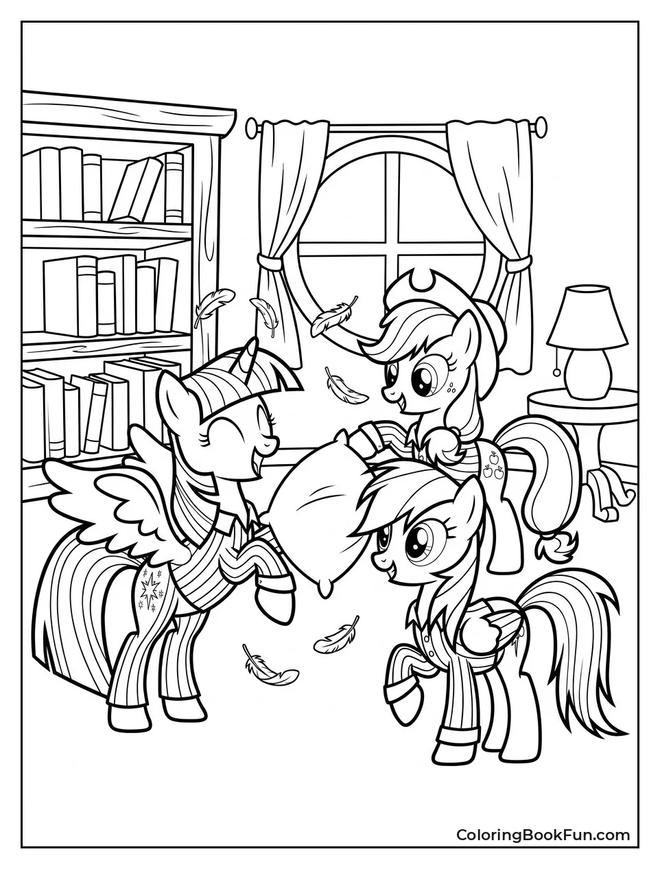 Friends Having Pillow Fight Sleepover