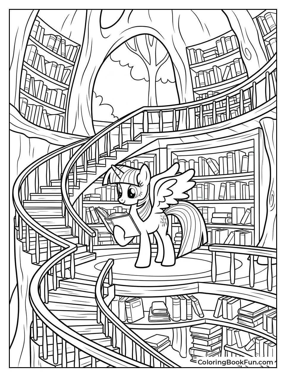 Inside Golden Oak Library Full of Books