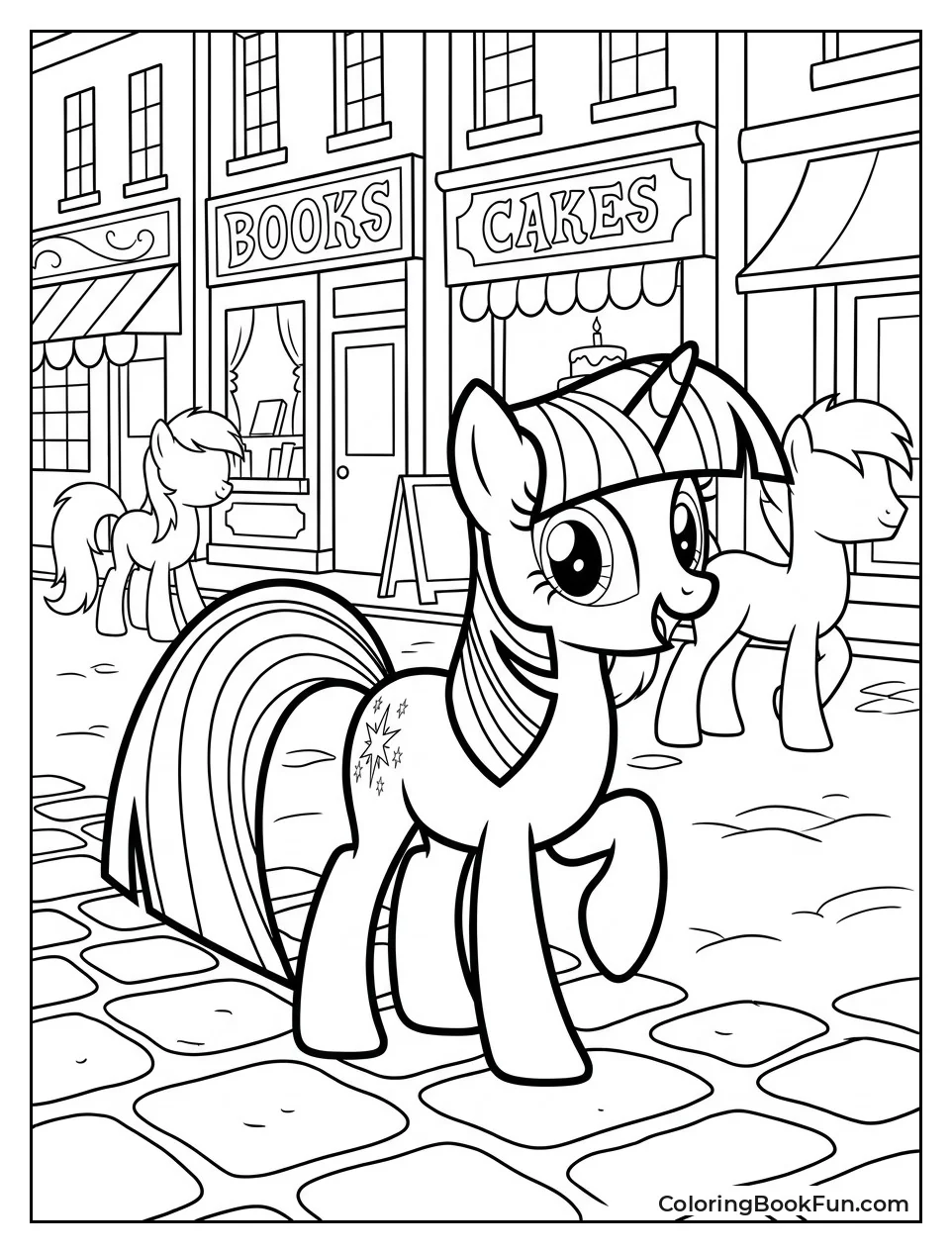 Twilight Walking Through Ponyville Square