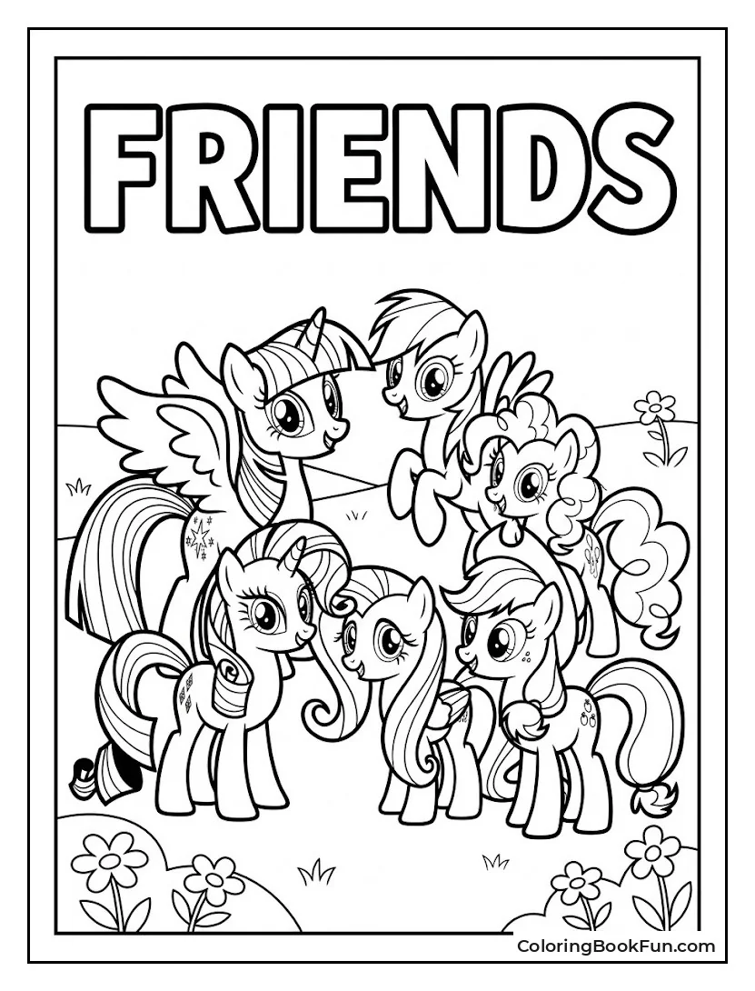 Twilight Standing with Pony Friends