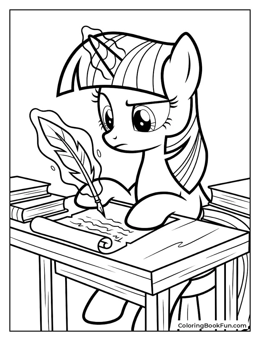 Twilight Writing Letter with Quill