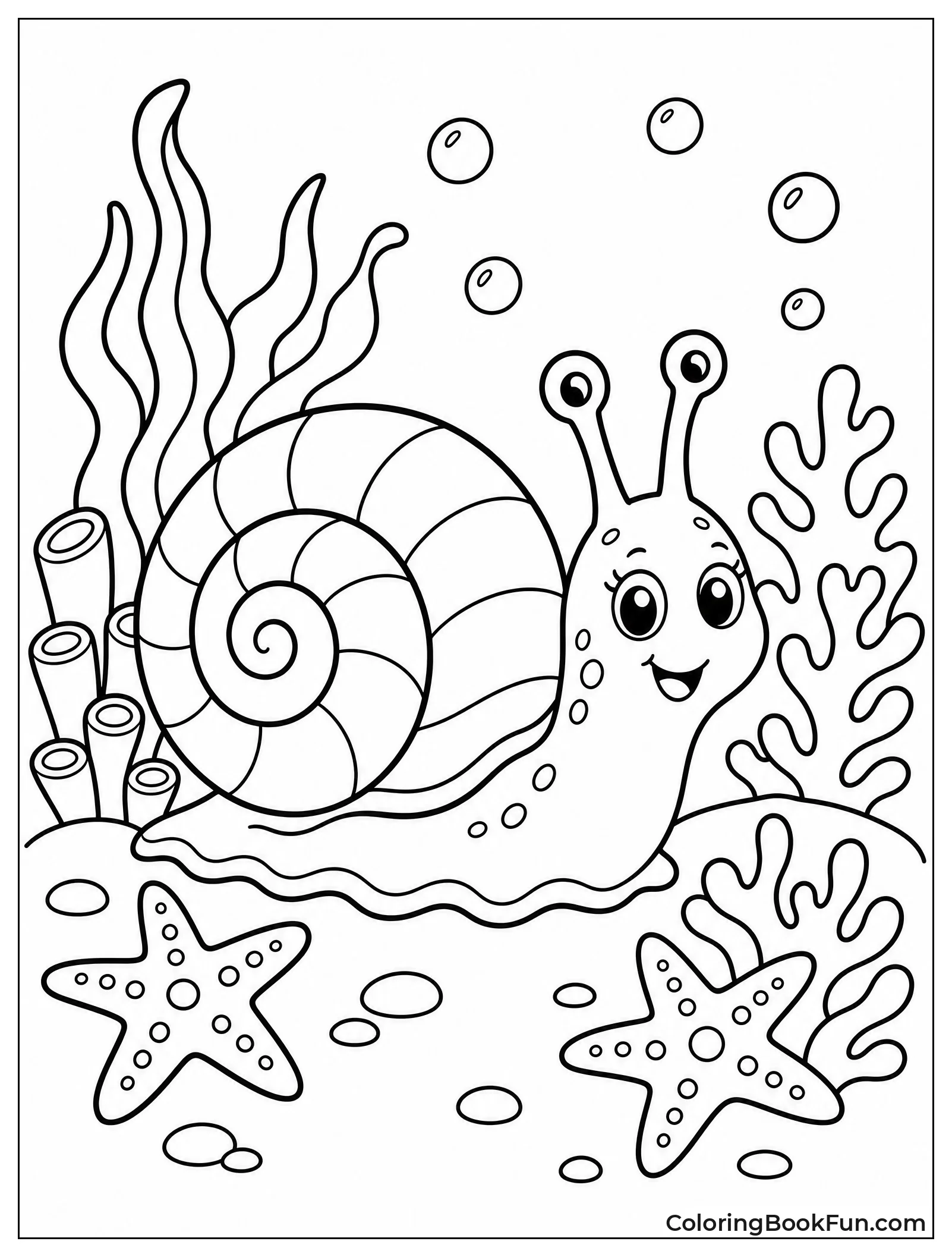 Sea Snail Explores Coral Reef