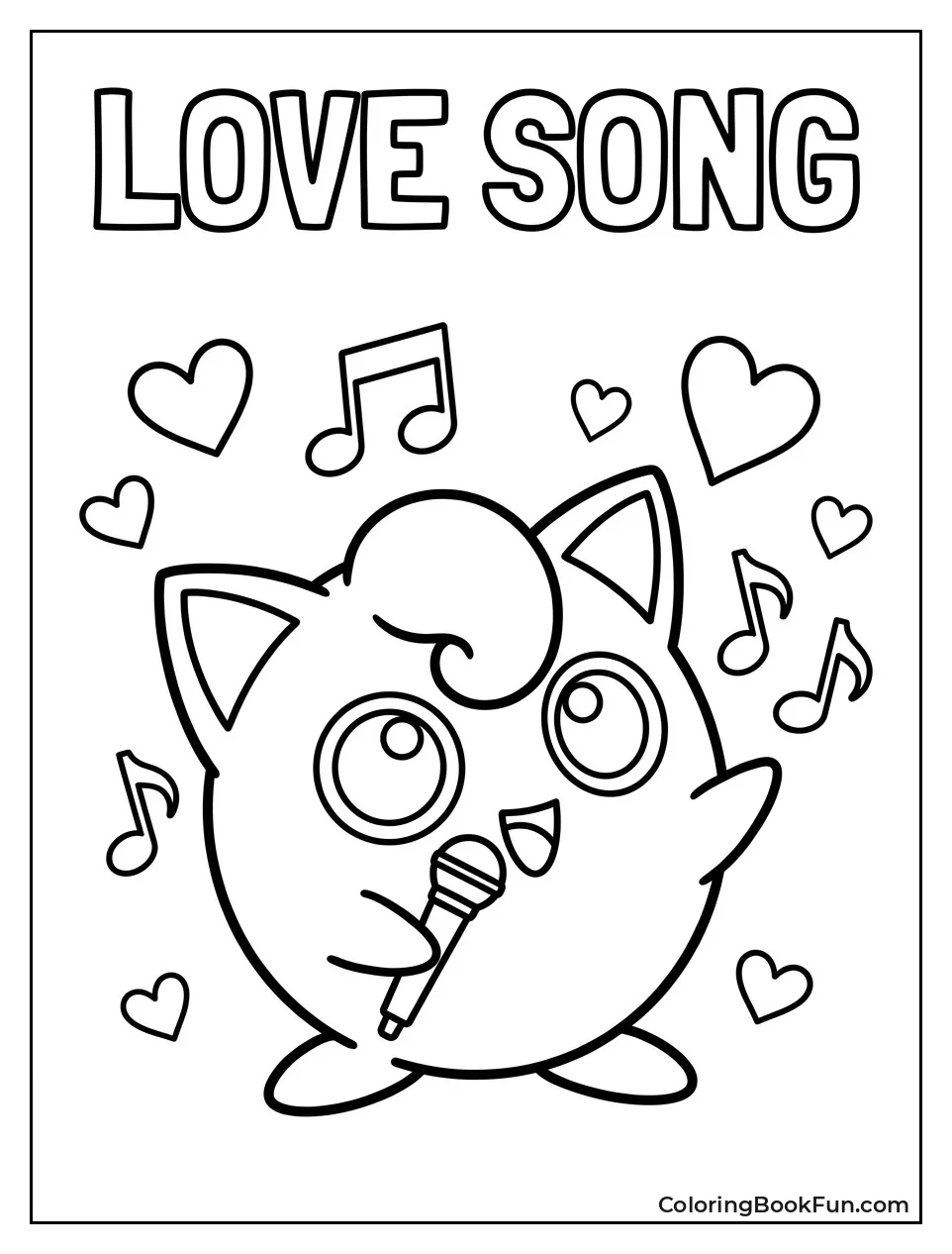 Jigglypuff Sings among Floating Hearts