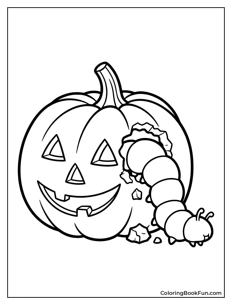 Caterpillar Biting into Pumpkin