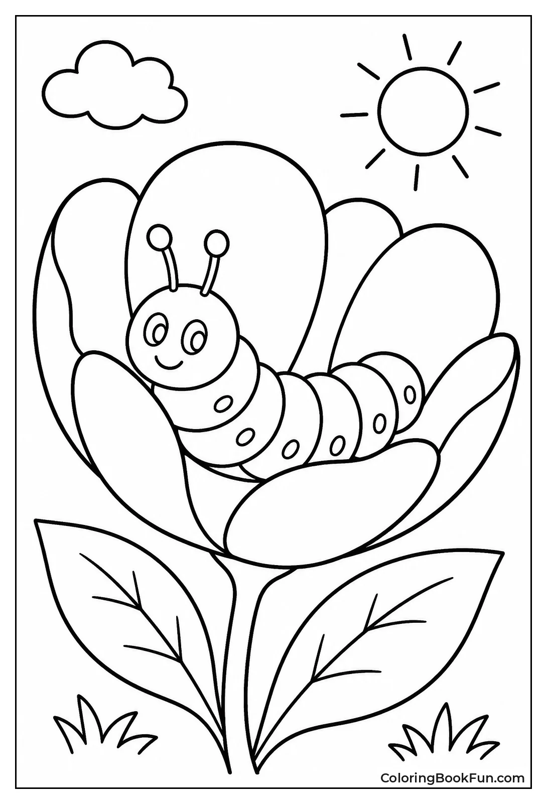 Caterpillar Resting in Blooming Flower