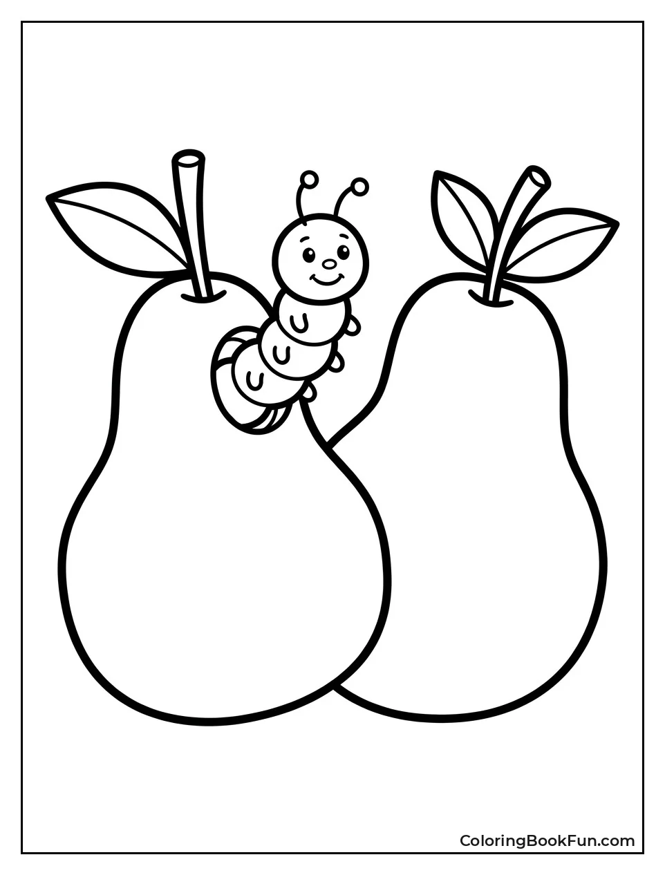 Caterpillar Head Poking from Pear