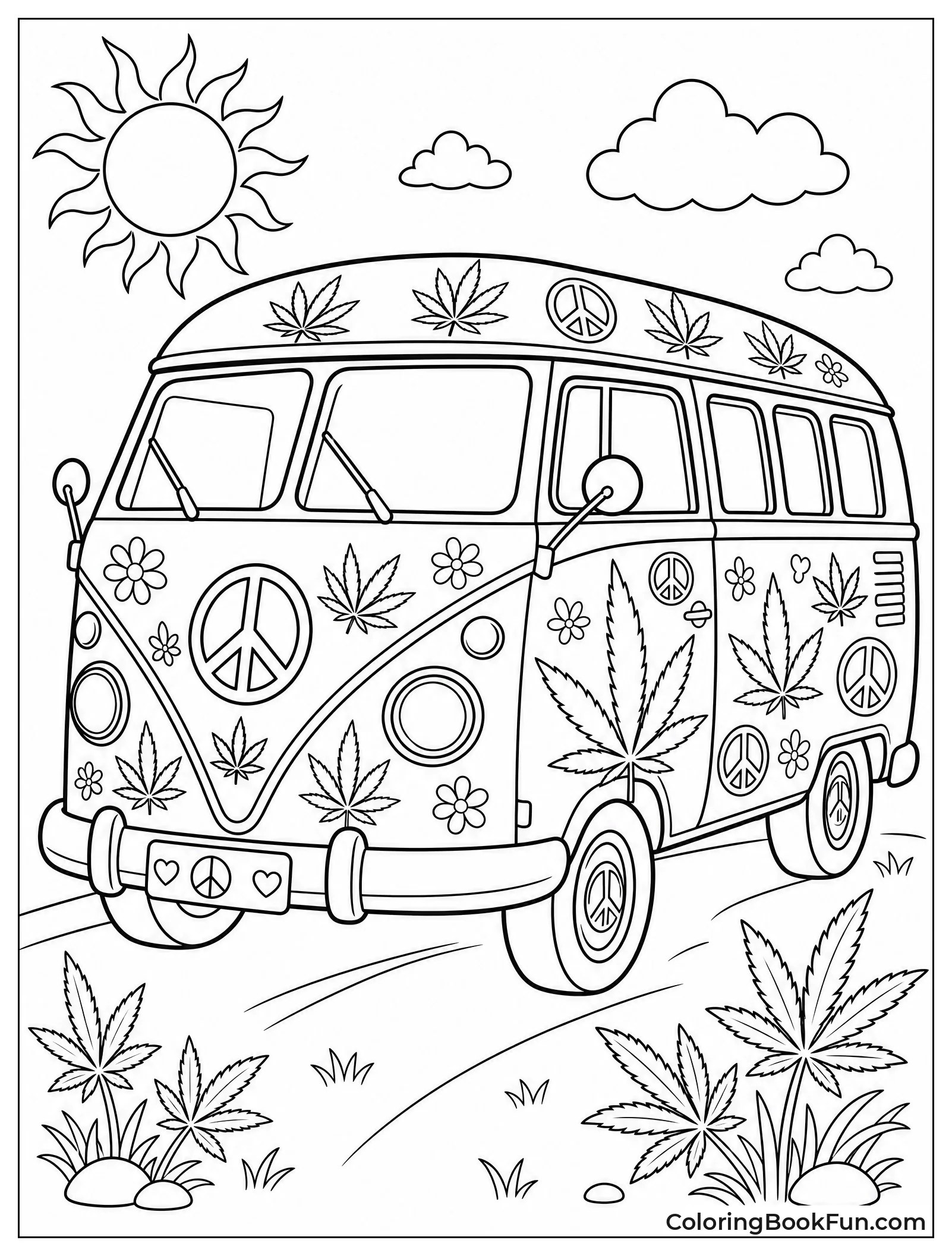 Hippie Van with Leaf Decals