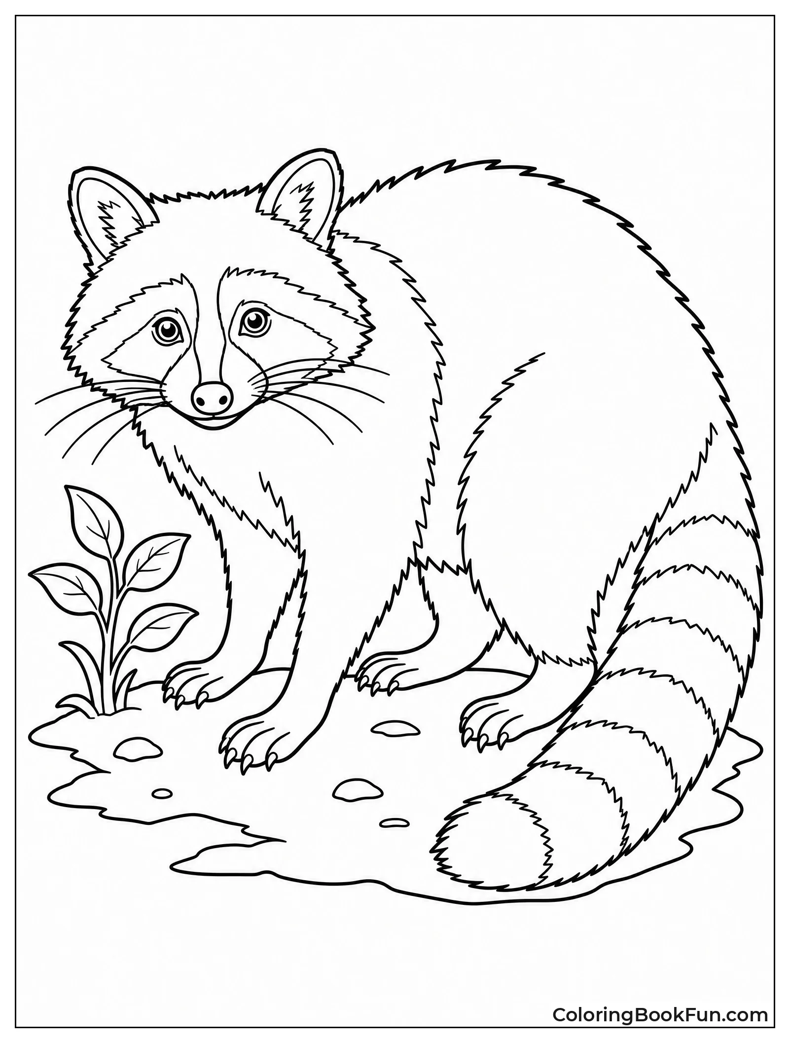 Vintage Etching of Raccoon