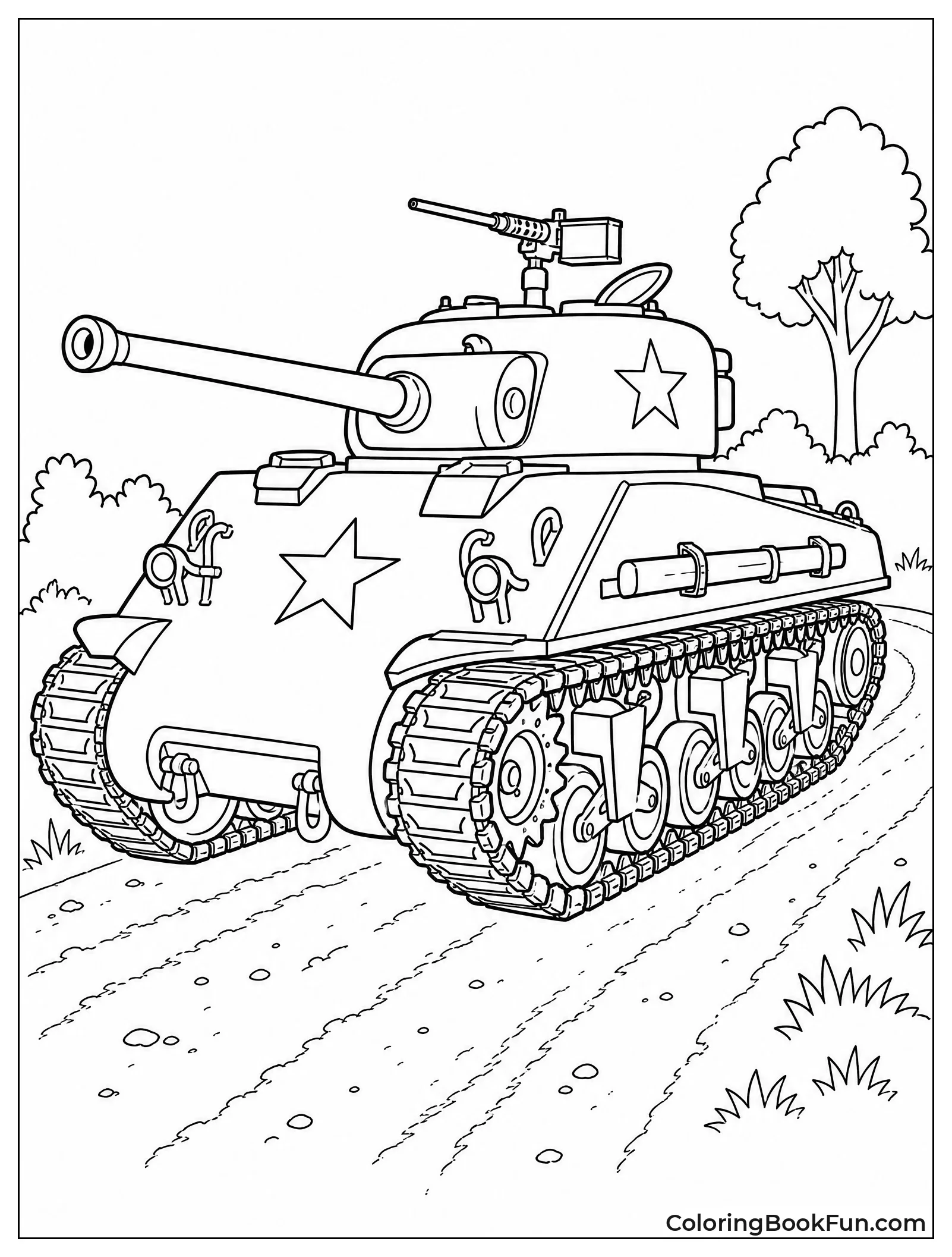 Old Sherman Tank on Road