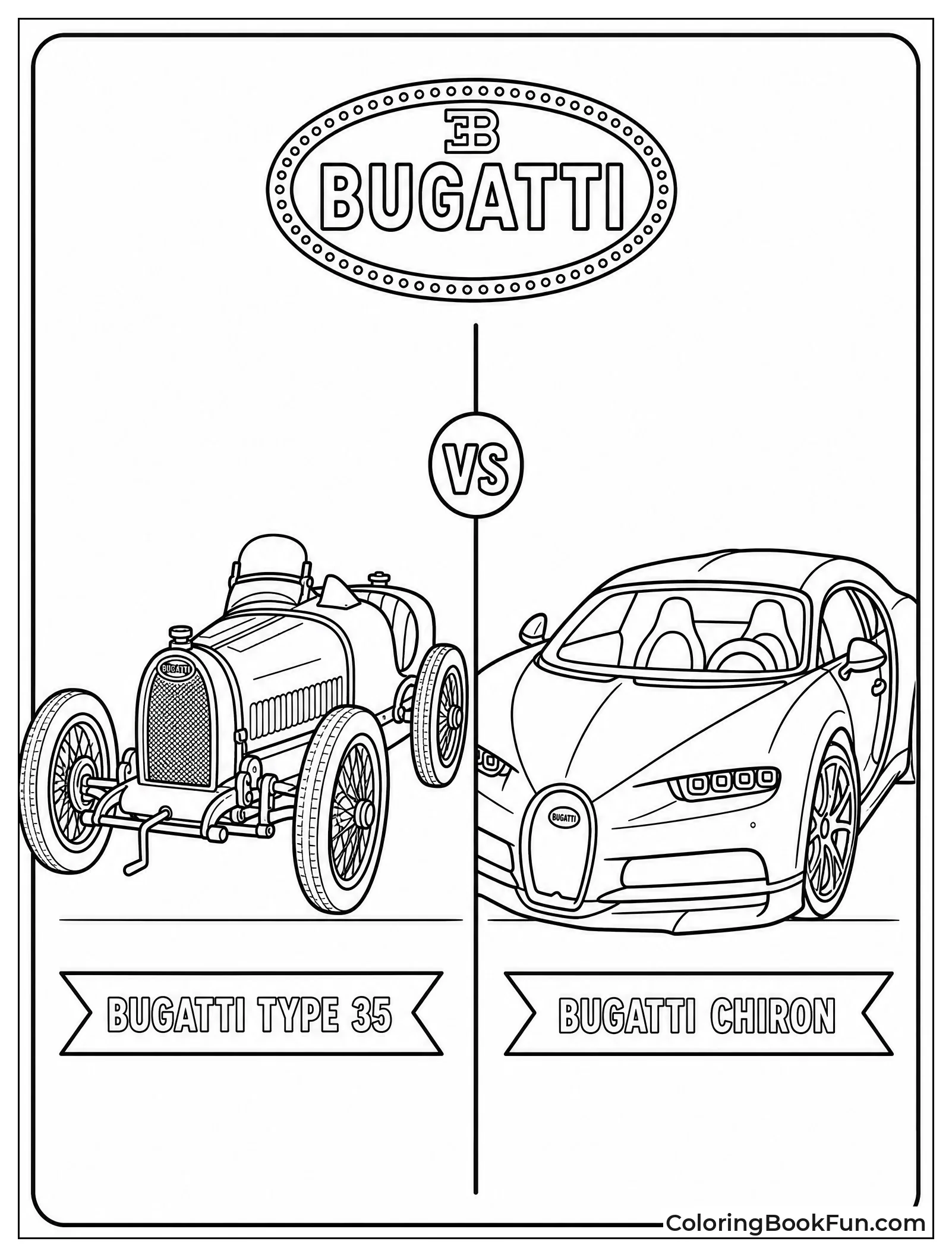 Old Bugatti Beside a Modern Chiron